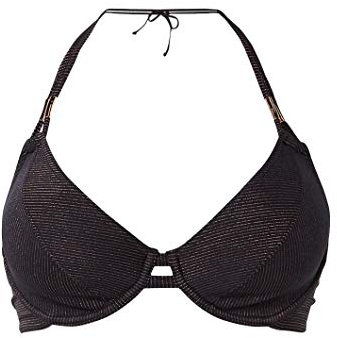Freya Womens Glam Rock Underwire Bandless Halter Bikini Top, 30DD, Rose Gold