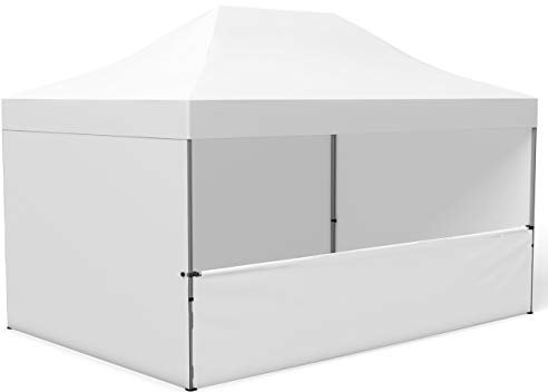 Vispronet Profi Faltpavillon/Faltzelt Basic 3x4,5 m, Weiß, 4 Wände/Davon 1 Halbhohe Zeltwand, Stahl-Scherengitter, faltbar (weitere Farben & Größen)