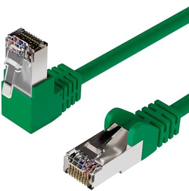 Kabelbude.eu Netzwerkkabel LAN Kabel Patchkabel RJ45 Cat 6 S/FTP PIMF gewinkelt 90° Ethernet 0,50m Grün