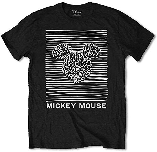 T-Shirt # Black Unisex Mickey Mouse Unknown Pleasures