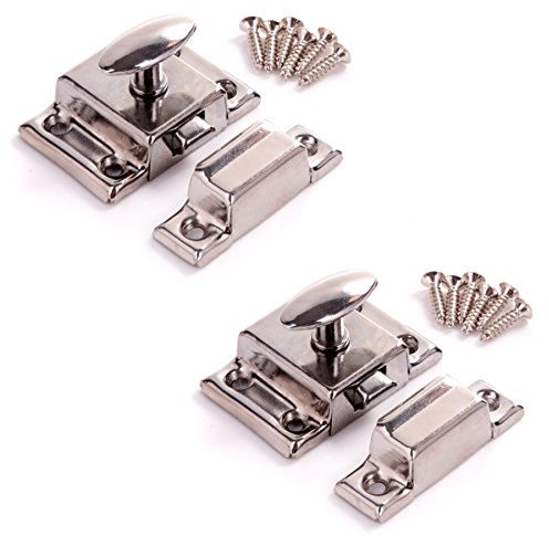 2X Chrome Cupboard Turn Catches | Twist Door Locks