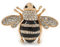 Avalaya Grande broche en forme d'abeille plaqué or avec cristal transparent et émail noir – 55 mm de large