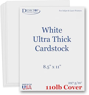 White 110lb Cover (300gsm) Cardstock 8.5x11 - Ultra Heavyweight Thick Card Stock, Smooth Bright White Printer Paper - Invitations, Menus, Posters, Brochures, Crafts - Inkjet/Laser Printers -200 Sheets