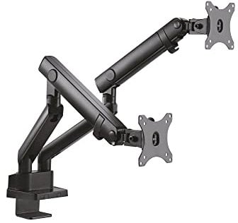 ICY BOX Monitor Halterung für 2 Monitore bis 32 Zoll (bis 8kg, VESA 75x75/100x100), Monitorständer aus Stahl, Schwenk-& Neigbar, Befestigung auf Tischplatte/Tischkante, IB-MS314-T