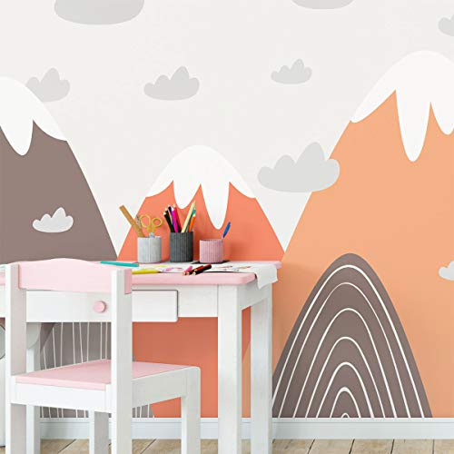 Ambiance Sticker Scandinavian Nordic Franscika Mountains Wandtattoos, DIY-Wohnkultur, abziehbare Aufkleber zum Abziehen und Aufkleben, wasserdichte und selbstklebende Wandkunst - 105 x 195 cm