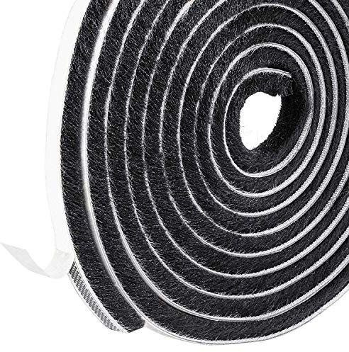 RFWIN Brush Weather Stripping Seal Strip Draft-Air Stopper Self-Adhesive Windows Frame Brush Seal Draught Excluder, 9mm x 5mm x 5m