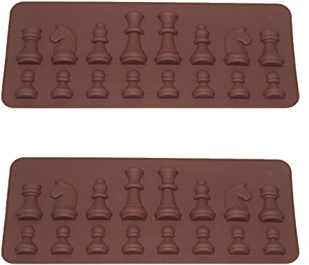 Formen Schokoladenkuchen Silikon-Schokoladenform Schokoladenbackform 2 Silikon-Schokolade-Schachfiguren-Formen, Geeignet für Schokoladenkuchen Gelee-Eis DIY Backen Süßigkeiten Kuchen Dekoration