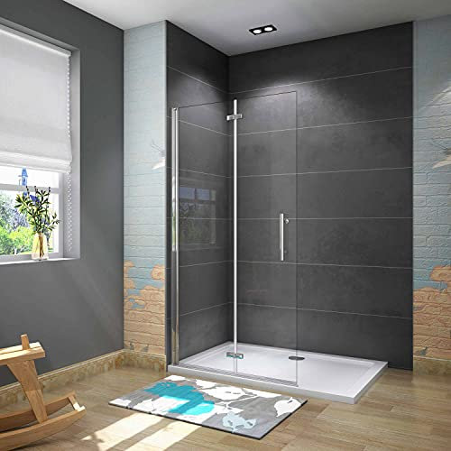 AICA paroi de douche pliante 115x195cm en 6mm verre anticalcaire paroi pivotante et pliante