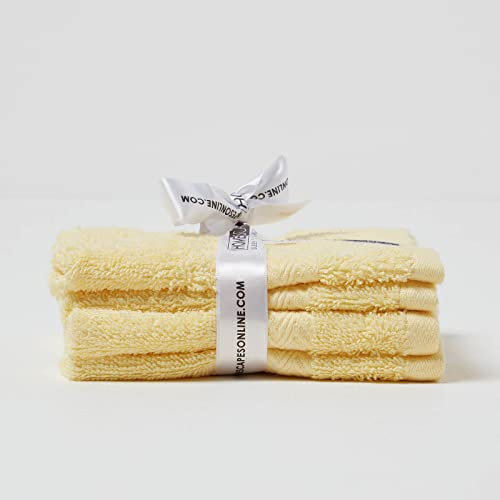 Homescapes 4-TLG. Luxus Seiftuch-Set Pastell-gelb, 4 Handtücher 30x30 cm, 100% ägyptische Baumwolle, 500 g/m² – weich, saugfähig & schnelltrocknend