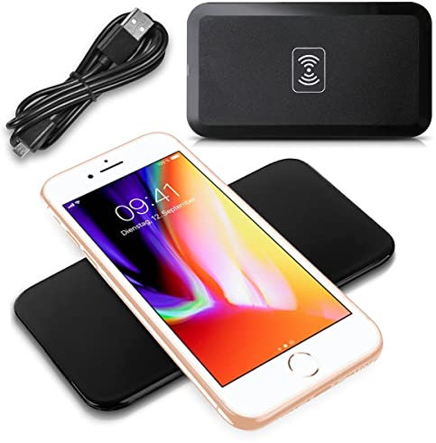 QI Kabellose Ladestation kompatibel mit Apple iPhone SE 2022 2020 Wireless Universal Charger Weiss Schwarz Induktives Schnellladegerät, Farbe:Schwarz