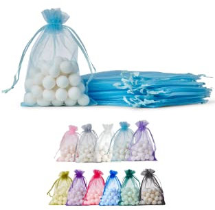 Soul Projekt [25 Stk. Organzasäckchen mit Kordelzug für Hochzeiten, Schmuck, Geburtstage, Bastelarbeiten, Kristalle, Süßigkeiten, Gastgeschenke. Hellblau Organza Bags Light Blue 10x15 x25