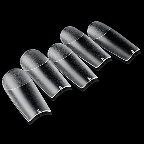 120PCS Clear Full Frosted Nails Tip Almond Acrylic Fake Nails Full Cover Fake Nails Medium Square 12 Sizes For Nail Salons and Home
