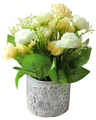 Künstliche, Kleiner Rosenbonsai, kreative Dekoration, künstlicher Blumentopf Pferde Spind Zubehör (Yellow, One Size)