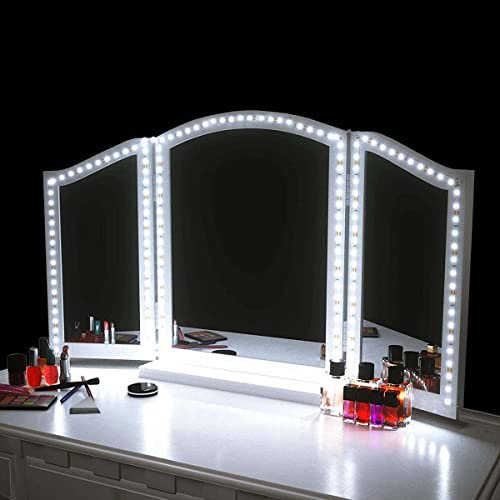 SANSUN Luces LED de espejo de tocador para maquillaje, tocador, juego de tocador, tira de luz LED flexible en zigzag de 4 m, no regulable (espejo no incluido)