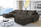 ML Furniture Velvet Ecksofa in U-Form – Graphit Sofa – Couch mit Stauraum und Kissen - Ausziehbares Schlafsofa – Sofa mit Schlaffunktion - Schlafsofa mit Bettkasten – Gästebett – 365 x 189 cm