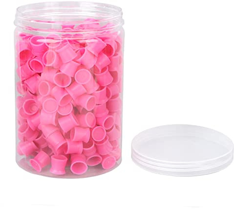DOACT Silicone Tattoo Ink Cups, 12mm, 300 Pieces, Pink Pigment Capsules for Tattoo Supplies