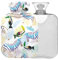 Naanle Tropical Zebra Wärmflasche mit Bezug Transparente Tasche Warmwasserflasche 1L Wärmflasche für Bett Hand Füße Wärmer Schmerzlinderung Wärme und Kältetherapie