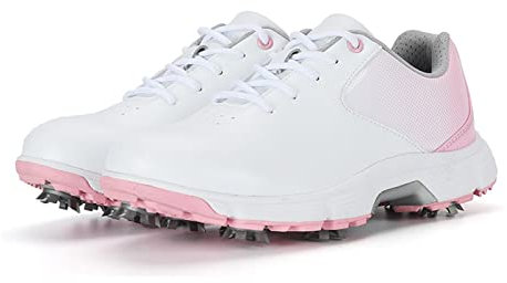 TECDOTO Women Golf Shoes Breathable Spikeless Golf Shoes for Outdoor/Indoor Training Sneakers Big Size Wide Fitting Casual Golf Sneakers,White-4.5UK