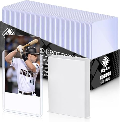 100 Card Sleeves Hard Sleeves for Cards, 3x4 Baseball Card Protectors Hard Plastic, 35pt Card Holders for Baseball Cards, Football Cards (100 Hard Sleeves + 100 Clear Sleeves)