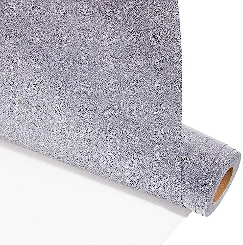 VINYL FROG Glitter Heat Transfer Vinyl 10 inches x 5ft Silver Glitter HTV Vinyl Iron on Vinyl for T-Shirt or Other Fabrics
