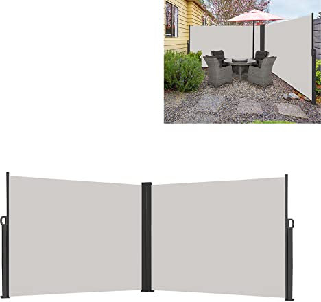 JOIEYOU Toldo lateral extensible, opaco, vertical, exterior, protección visual, protección solar, estor lateral para balcón, jardín, terraza, 200 x 600 cm, gris