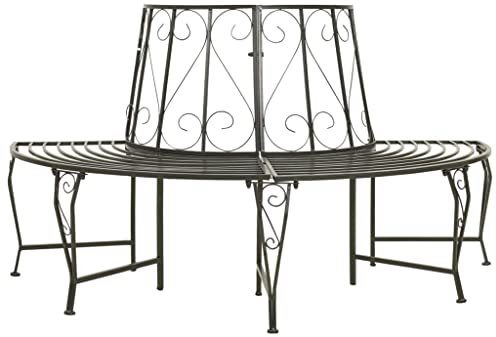 Youuihom Baumbänke, Halbrund Gartenbänke, Parkbank, Garten-Baumbank Halbrund 160 cm Stahl Geeignet für Gärten, Parks, Terrassen, Balkone, Hinterhöfe