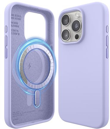 elago Magnetische Silikonhülle Kompatibel mit iPhone 15 Pro Hülle, Kompatibel mit MagSafe Alles Zubehör, Integrierte Magnete, Premium Silikon, Ganzkörper Schutzhülle [5 Lagige Struktur] (Violett)