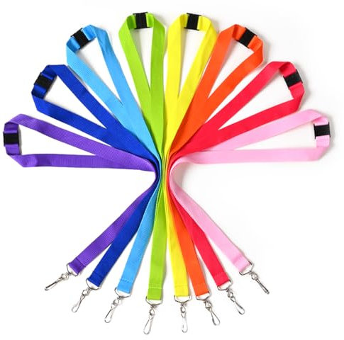 WEZEBEL Schlüsselbänder mit Sicherheitsverschluss, Metallhaken, strapazierfähiges Polyester-Umhängeband für Ausweise, Schlüssel, Büro, Schule und Veranstaltungen (8 verschiedene Farben)