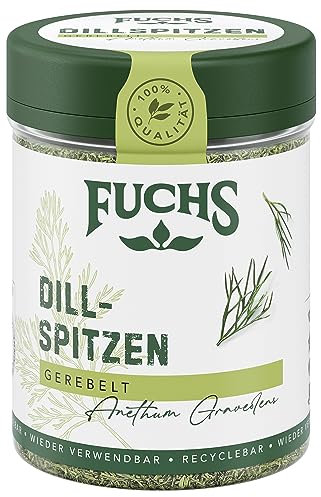 Fuchs Gewürze - Dillspitzen gerebelt - Gewürz für eingelegte Gurken, Salatsaucen oder Fischgerichten - natürliche Zutaten - 20 g in wiederverwendbarer, recyclebarer Dose