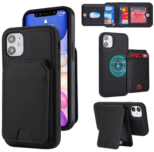 Zouzt for iPhone 11 Detachable 2 in 1 Wallet Case with Card Holder for Magsafe, Magnetic PU Leather Flip Credit Slot Protective Phone Cover Women Men for iPhone 11 6.1 Inch - Black