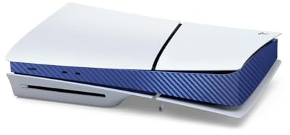 Konsole Seite Schutzfolie Aufkleber für Sony PS5 Slim,Skin Aufkleber Abziehbild für Playstation 5 Slim,Wrap Cover Vinyl Aufkleber Abziehbilder für Spielkonsole (Kohlefaser Blau)