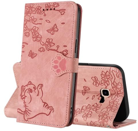 Netany Kompatibel mit Samsung Galaxy J4 Plus, Flip Protection Handyhülle, Mit Karten Steckfächern & Horizontale Standfunktion Magnetverschlüsse für Samsung J4 Plus (Rosa)