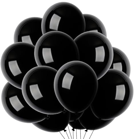 PHISGNIO Schwarze Luftballons, 100 Stück Helium Luftballons Geburtstag Schwarz 12 Zoll Ballons für Hochzeit Einschulung Weihnachten Eid Mubarak Taufe Kommunion Party Deko
