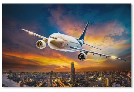 Puzzle 1000 Teile Erwachsene，Flugzeug über der Stadt，Papier Puzzle（38x26cm）-D97