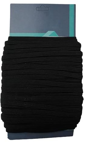 WedDecor Schwarzes 5 mm flaches Gummiband zum Nähen und Basteln, 1 Meter langes geflochtenes Gummiband Stretchband Spule, weiche glatte Oberfläche, elastische Schnur zum Stricken, Nähen, Kunst &