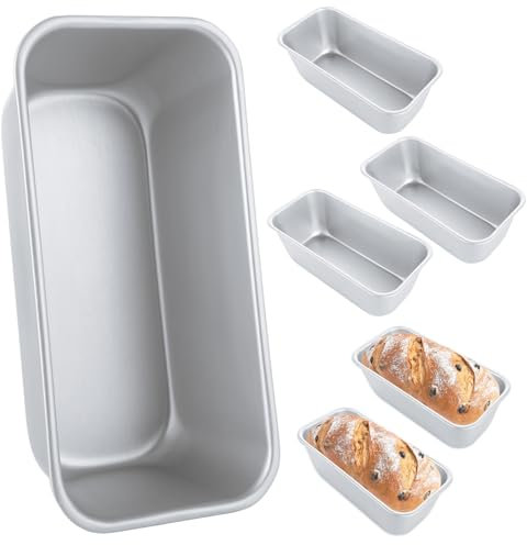 CYEAH 6 Pcs Loaf Pans for Baking Bread, 8 x 4 inch Bread Pan, Stainless Steel Bread Loaf Pan for Homemade Bread, Nonstick Loaf Tin for Home Baking Bread Brownies and Pound Cakes