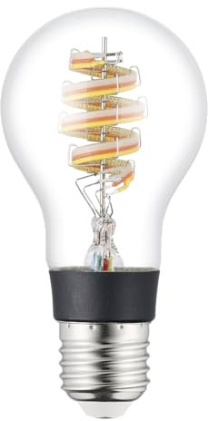 EGLO connect.z Smart-Home LED Leuchtmittel E27, A60, ZigBee, App und Sprachsteuerung Alexa, dimmbar, warmweiß, 4,9 Watt, Vintage Glühbirne transparent spiralförmig