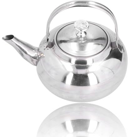 FLEXMAN Tetera de Acero Inoxidable, Plata Tetera con Colador de Té, Cafetera Pava, Tetera con Tapa Desmontable y Mango Antideslizante para Estufa de Gas, Cocina de Inducción, Olla Arrocera