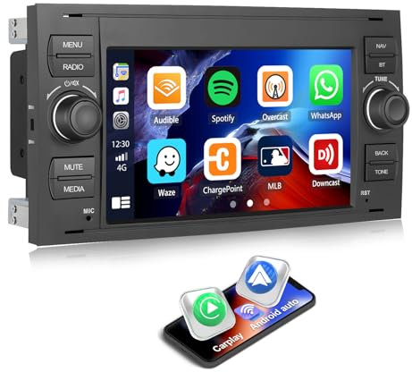 SIXWIN 2+64G Android 13 Radio Coche para Ford C-MAX/Galaxy/Connect/Kuga/Fiesta/S-MAX con CarPlay&Android Auto&Mirrorlink,7 Pulgadas Pantalla Táctil con Bluetooth/WiFi/GPS/FM/RDS/USB