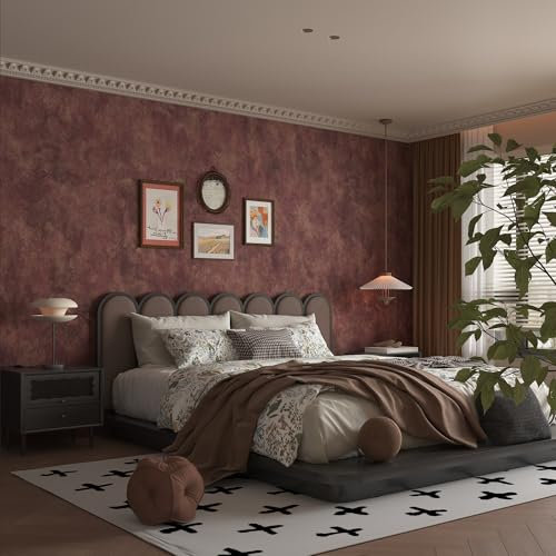 JSEVEM 31×591 Large Size Extra Wide Thick Luxury Red Gold Rusty Concrete Wallpaper Peel and Stick Waterproof Metallic Concrete Contact Paper Vinyl Wrap Sticker for Bedroom Bathroom Living Room Walls