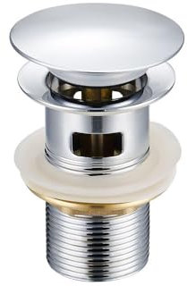 bonde lavabo, Bouchon Lave-Main Pop-up, bonde Clic Clac Lavabo, vidage Salle de Bain, Acier INOX Chromé, Argent, Bond avec trop Plein, pour Vasque Salle de Bain, Universel