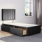 ComfoRest - Chic 3FT Single Divan Bed with 2 Drawers & 24 Stripe Headboard | Functional Frame with Storage and a Durable Base for Stylish Spaces (Black Plush)