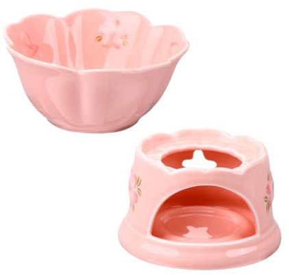 BEBEMOKO Ceramic Chocolate Fondue Pot Set with Bowl 1.5L Capacity Non-Stick Cheese Melting Stove for Home Parties and DIY Desserts