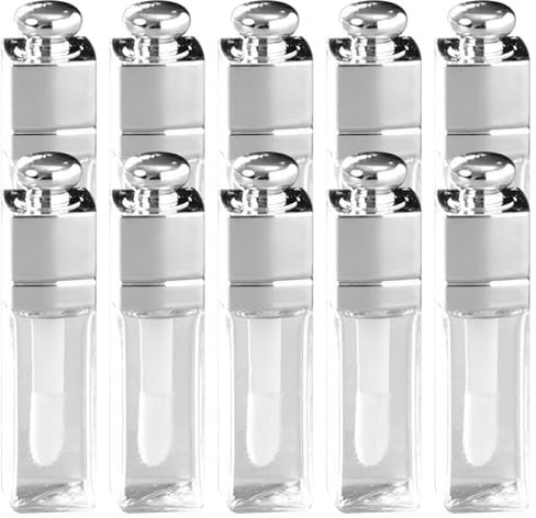 Transparente Lipglossbehälter, 10 pcs Leere Lipglossrohre, 3 ml nachfüllbare Lipglossrohre, transparente leckfeste Lipglossbehälter, Wiederverwendbare Lipgloss -Röhrchen mit Zauberstab