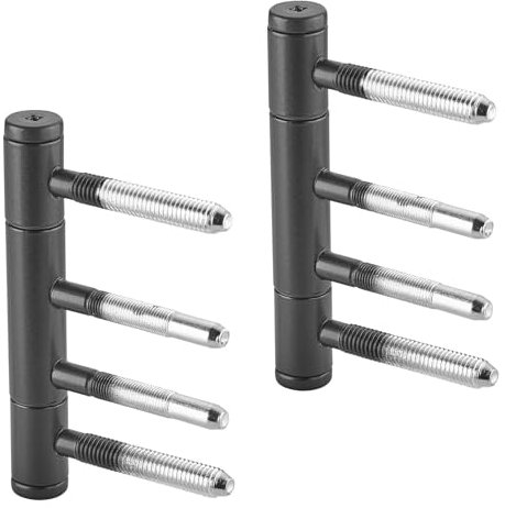 SOTECH 1 Paar Türbänder OLAV 3-teilig mit 4 Gewindebolzen, Stift, Schraubbolzen (Ø 15 mm, Stahl, schwarz pulverbeschichtet, DIN-konform, Nylon-Gleitlager, bis 60 kg Tragkraft) Zargenband zum Einbohren