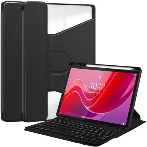 Funda compatible con Lenovo Tab M11 de 11 pulgadas TB-330FU/TB-331FC con teclado, soporte giratorio Folio Flip Smart Tab M11 2024 Funda para tablet Auto Sleep/Wake(negro)