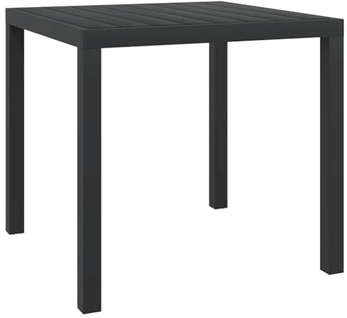 Emmtore Gartentisch Esstisch Witterungsbeständig Gartenmöbel Tisch Balkontisch Terrassentisch Schwarz 80x80x74 cm Aluminium und WPC