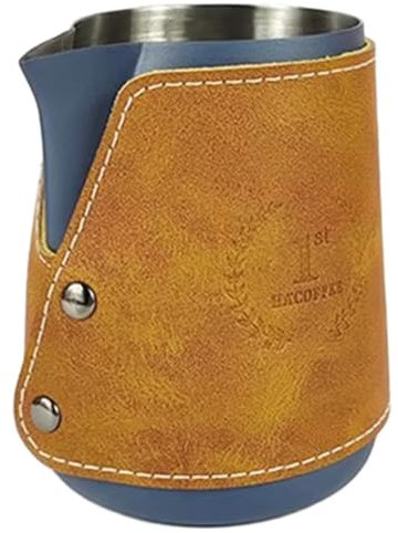 Uxsjakjsd Stainless Steel Milk Frothing Jug Vintage Style Coffee Art Pitcher for Latte & Cappuccino B