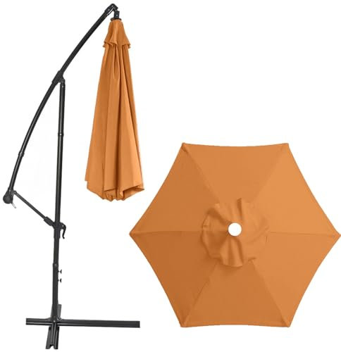 Parasol de terrasse pour extérieur, 2,7 m, parasol de table de jardin, imperméable et résistant aux UV, pour une utilisation en extérieur, Orange