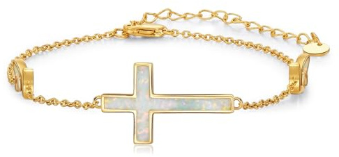 Kreuzarmband für Damen 925 Sterling Silber Opal Unendlichkeits Kreuz Armband Religiöses Schmuck Geschenk für Frauen, Ehefrauen, Mütter, Großmütter